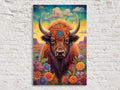 Bison Wall Art - Western Theme Painting | Yellowstone Bison Portrait Canvas Print
