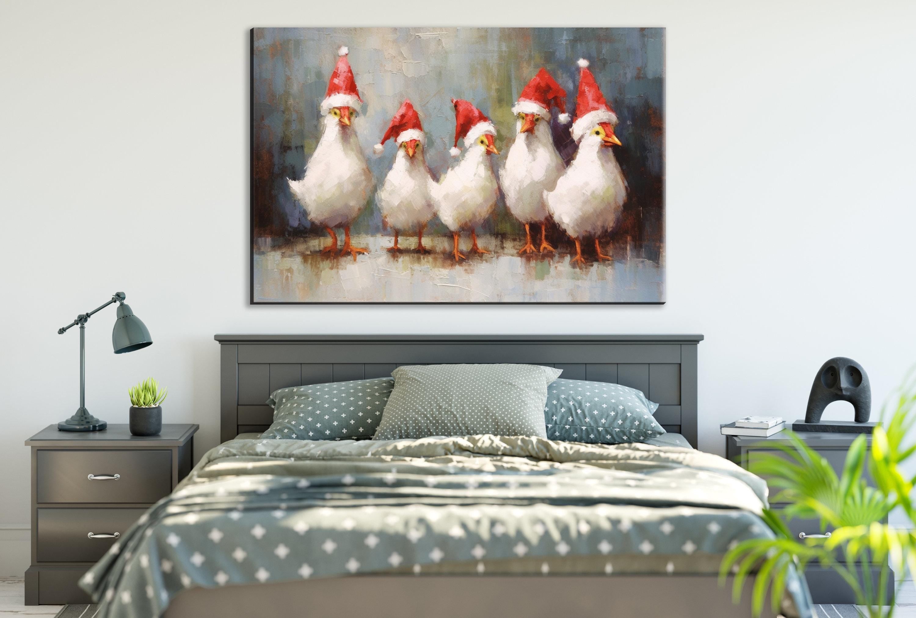 Holiday Chicken Canvas – Festive Farm Decor | Extra Large Gallery Wrapped Print