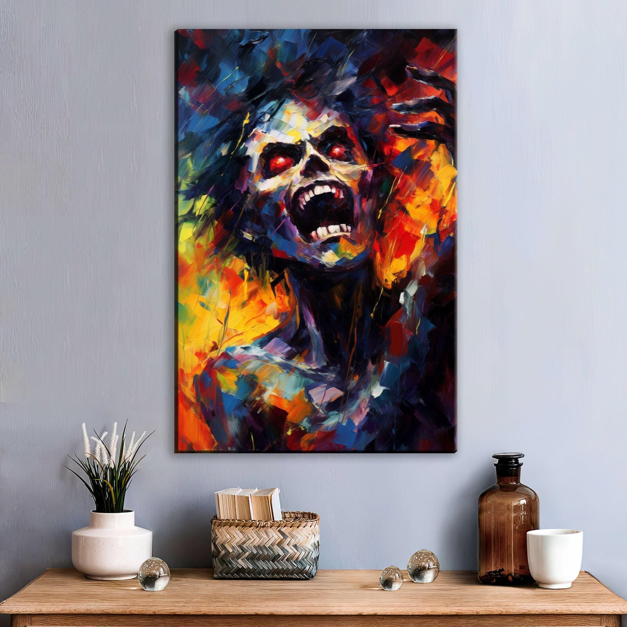 Halloween Zombie Canvas | Large Gallery Wrapped Canvas Print - Spooky Wall Art