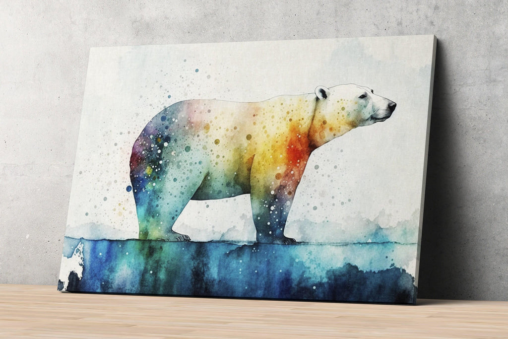 Elegant Arctic: Polar Bear Watercolor Painting, Giclee Print on Canvas, Artist Paper, Watercolor Paper, Available in Extra Large Sizes