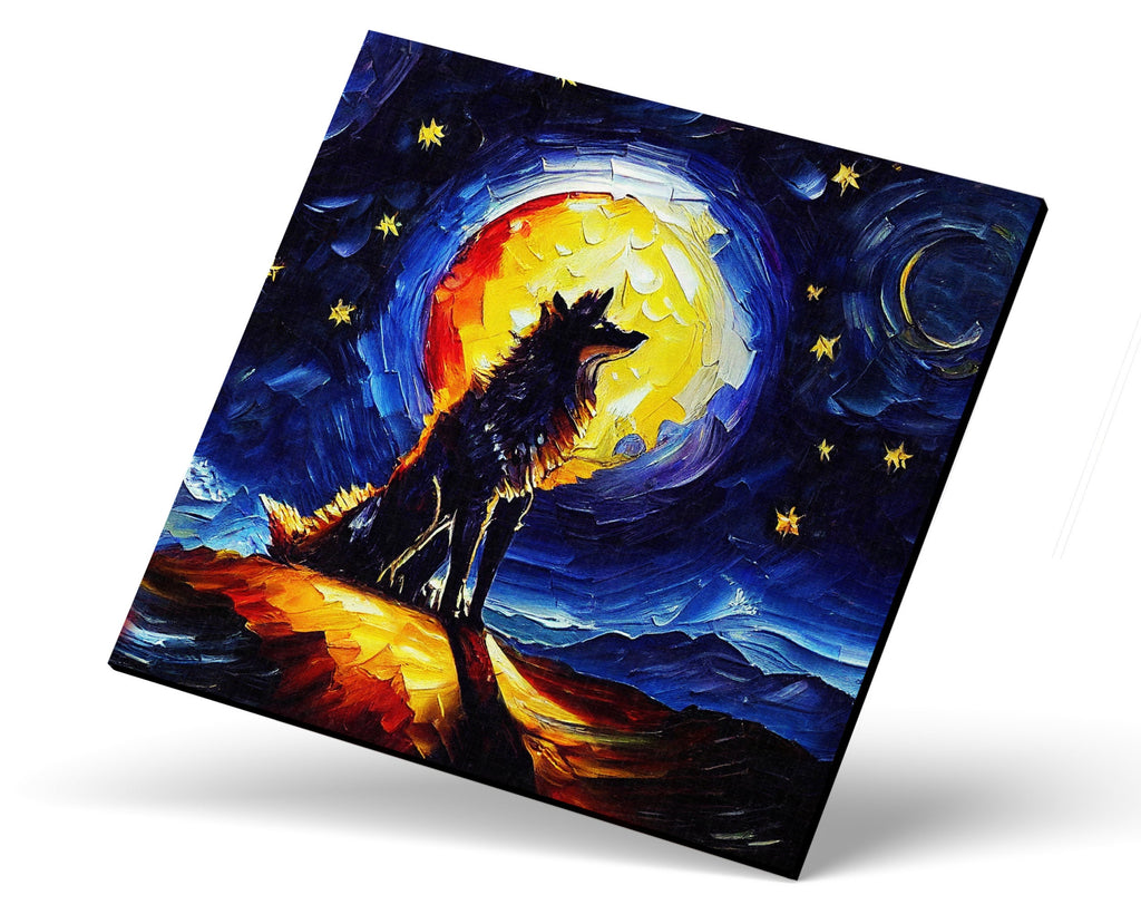Wolf Canvas Print – Modern Impressionism Art | Vibrant Oil Painting, Gallery Ready Canvas