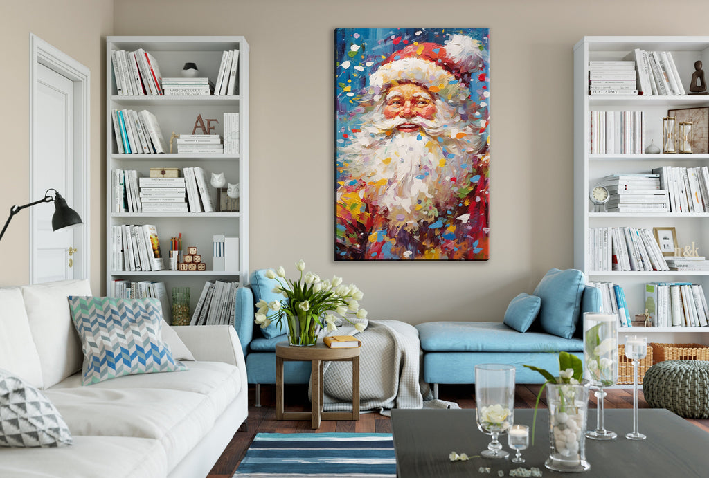Santa Claus Canvas Art - Festive Pop Art Christmas Wall Decor | Gallery Wrapped, Ready to Hang