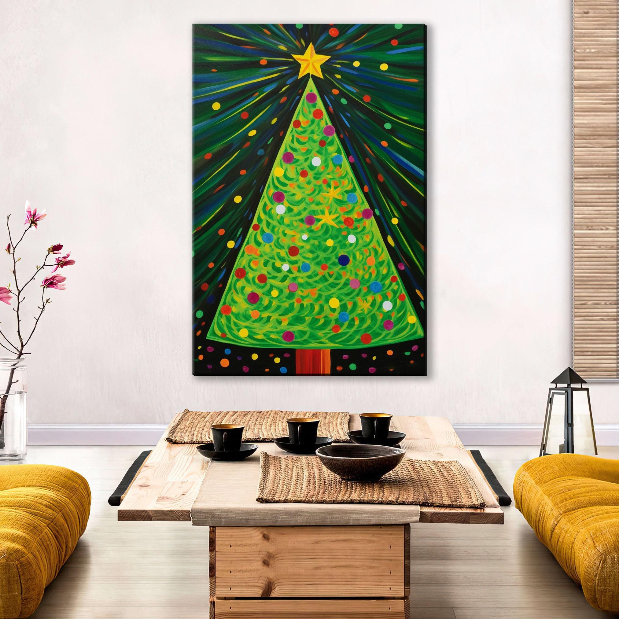 Christmas Tree Art - Abstract Christmas Tree Canvas Print | Festive Home Decor, Ready to Hang