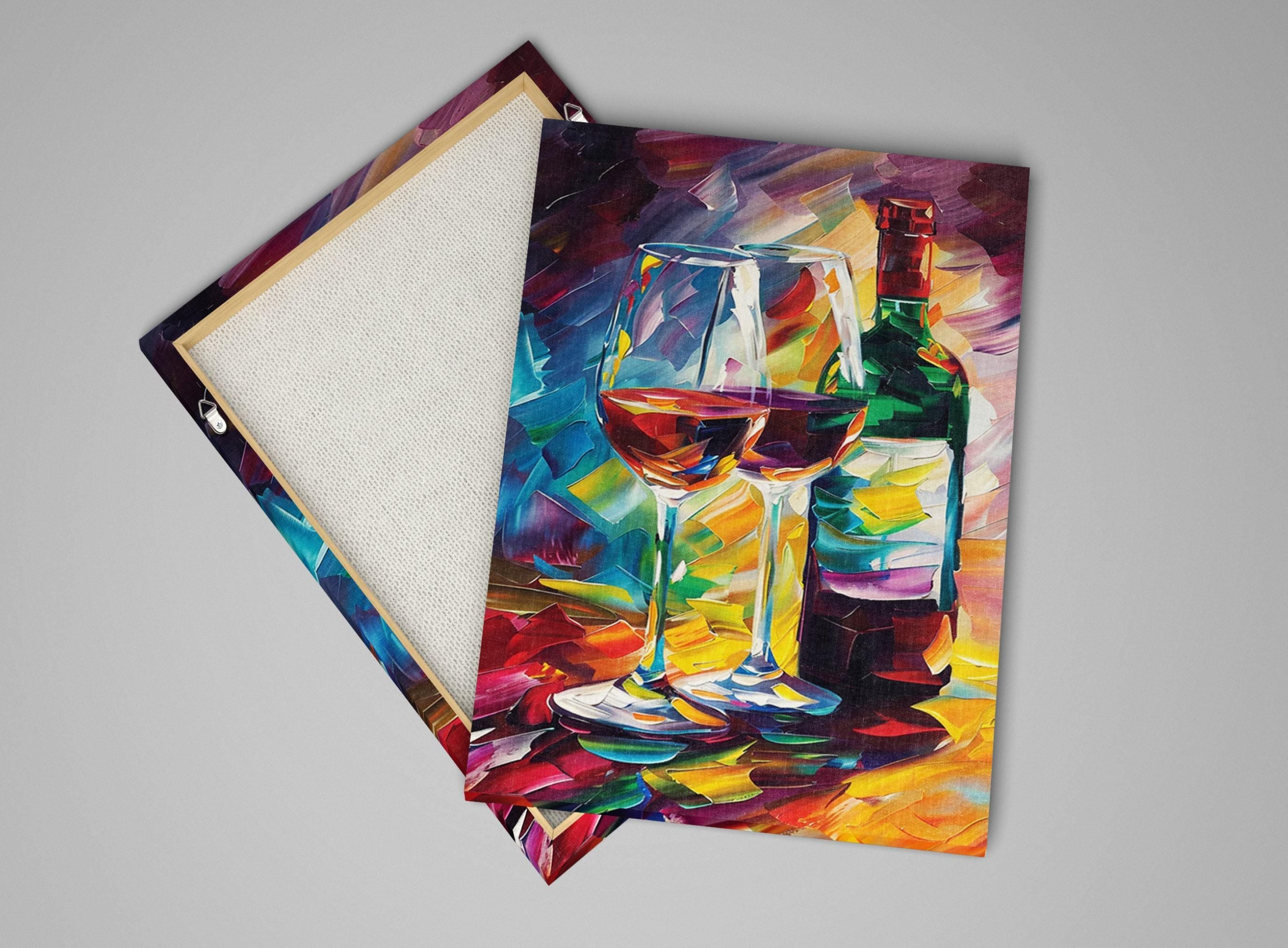 Red Wine Canvas Art – Abstract Wine Wall Art on Gallery Wrapped Canvas, Extra Large Print