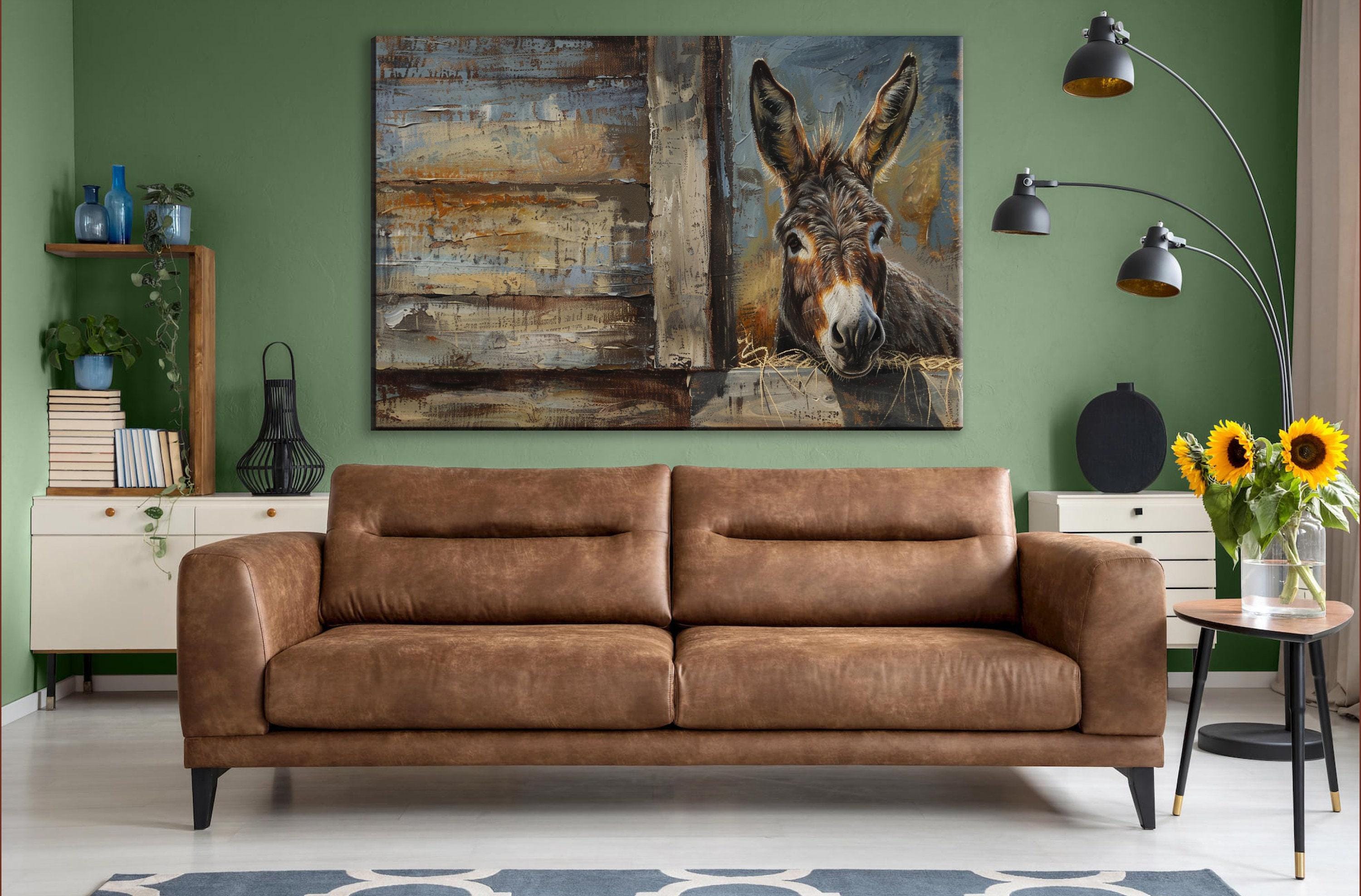 Rustic Texas Donkey | Southwestern Donkey Art - Extra Large Gallery Wrapped Canvas Print