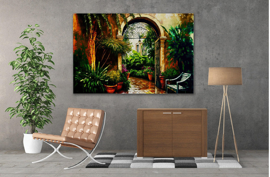 New Orleans Canvas Art – French Quarter Painting With Rainy Day Urban Street Scene