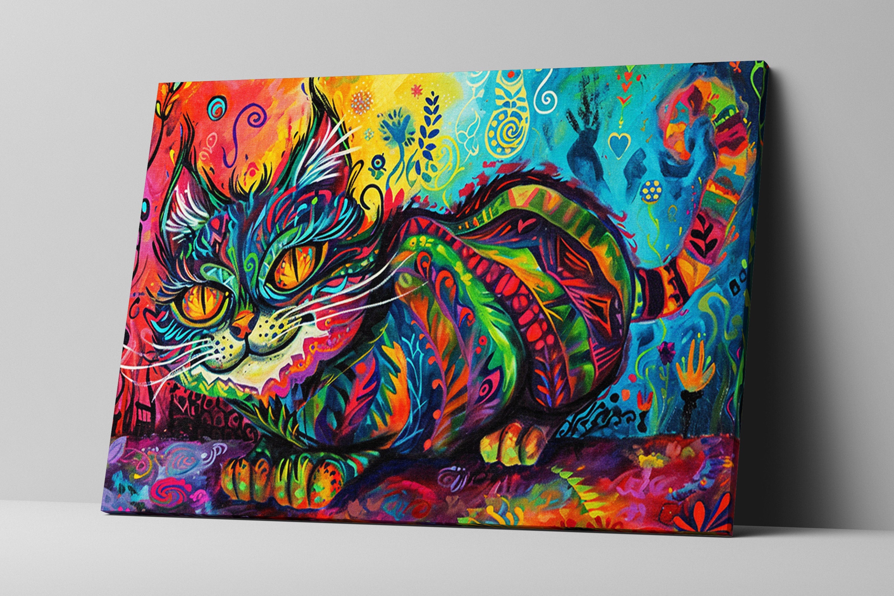 Cheshire Cat Canvas - Whimsical Wall Art | Fantasy Wall Decor With Mischievous Grin