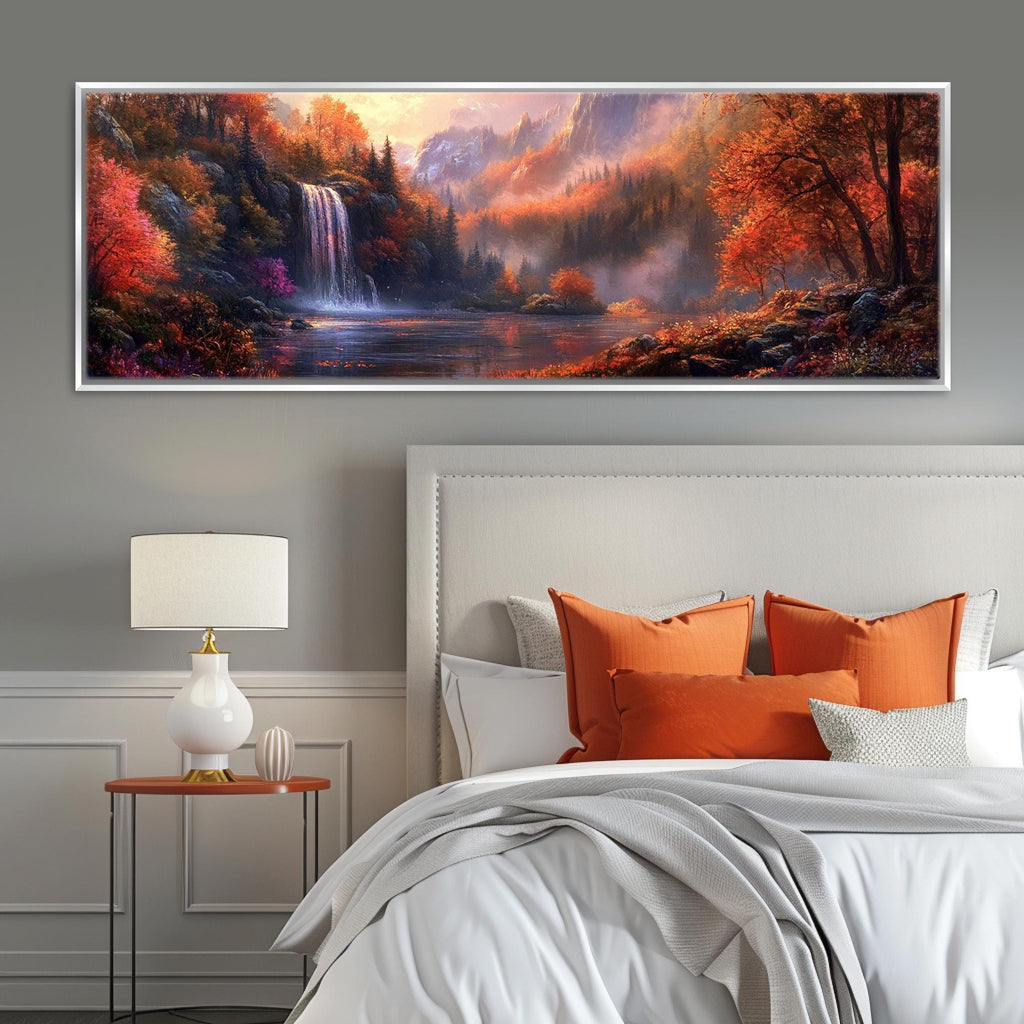 Fall Scene Canvas - Panoramic Wall Art | Rustic Autumn Decor | Gallery Wrapped, Ready to Hang