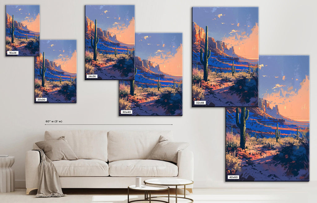 Saguaro Sunset Wall Art - Southwest Desert Landscape Large Canvas Print, Gallery Wrapped