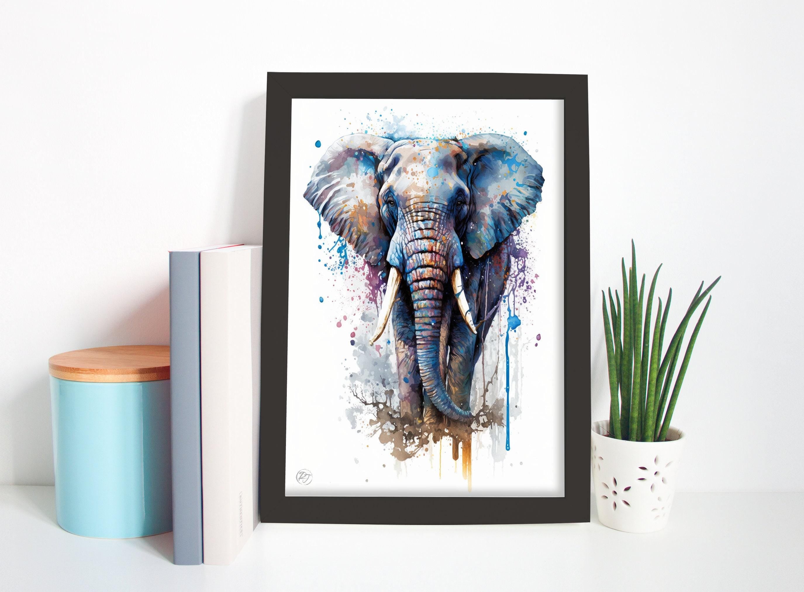 Elephant Majesty: Wildlife Watercolor Painting, Giclee Print on Canvas, Artist Paper, Watercolor Paper, Available in Extra Large Sizes