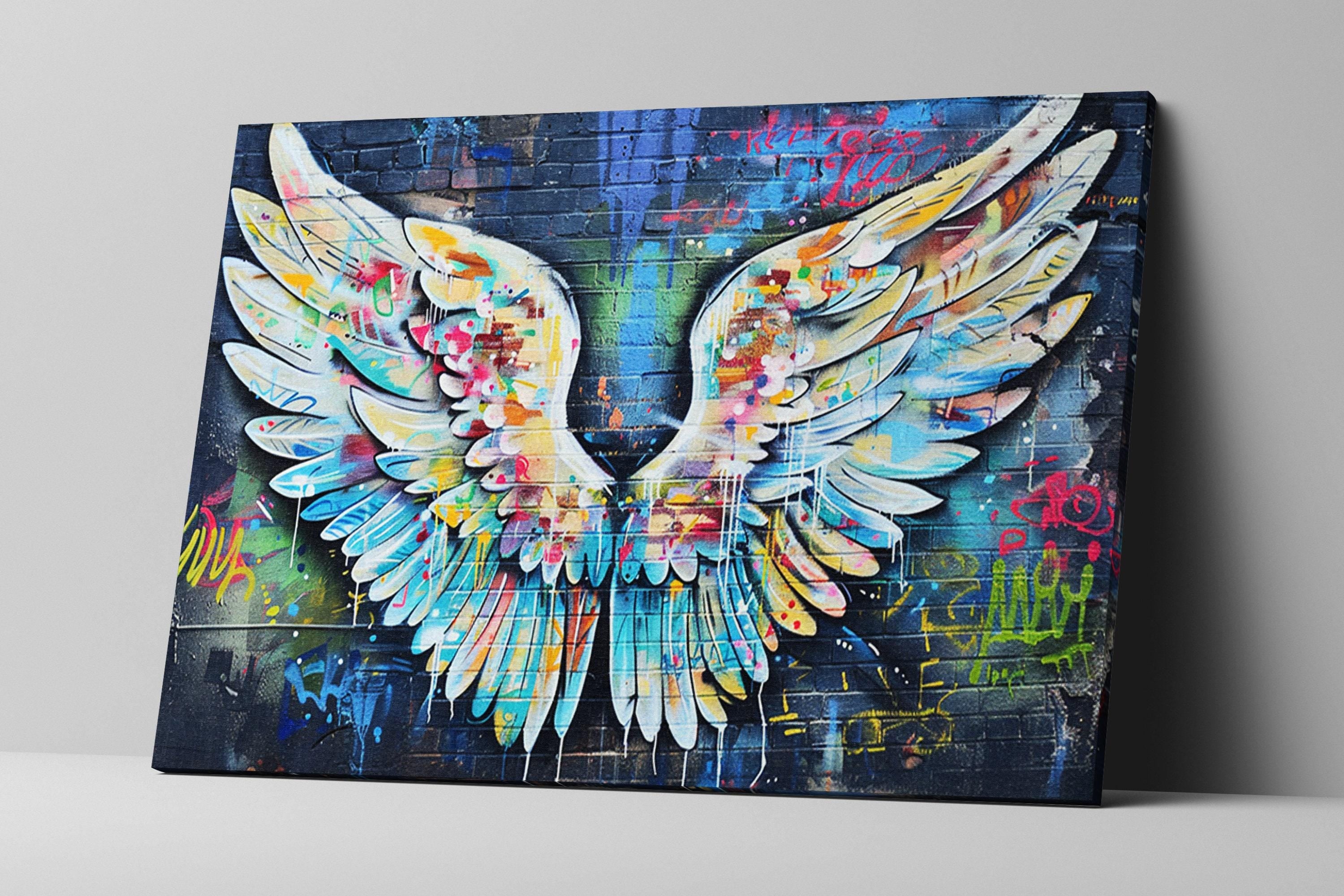 Graffiti Angel Wings - Large Canvas Art | Urban Art Print on Gallery Wrapped Canvas