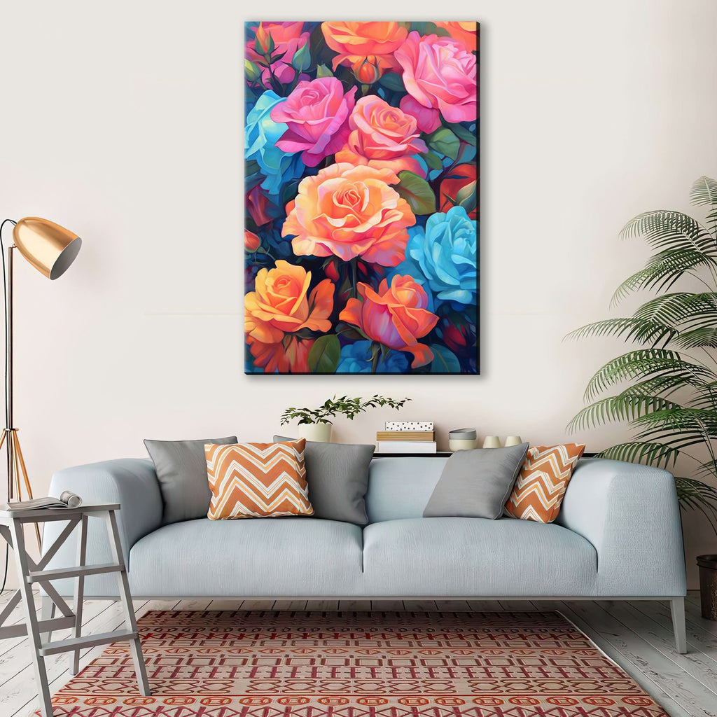 Pastel Rose Canvas – Large Floral Bouquet Art | Gallery Ready Canvas Print