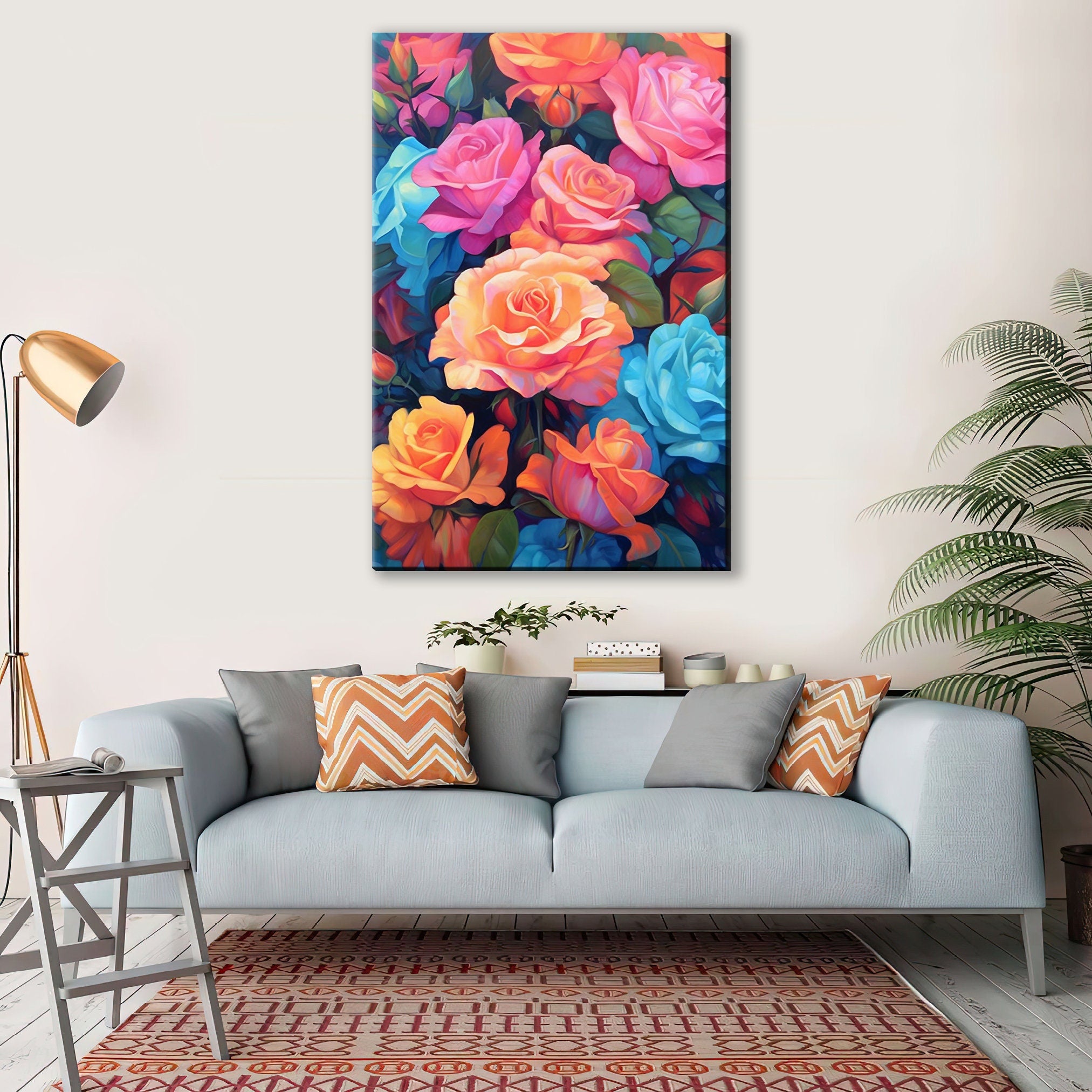 Pastel Rose Canvas – Large Floral Bouquet Art | Gallery Ready Canvas Print