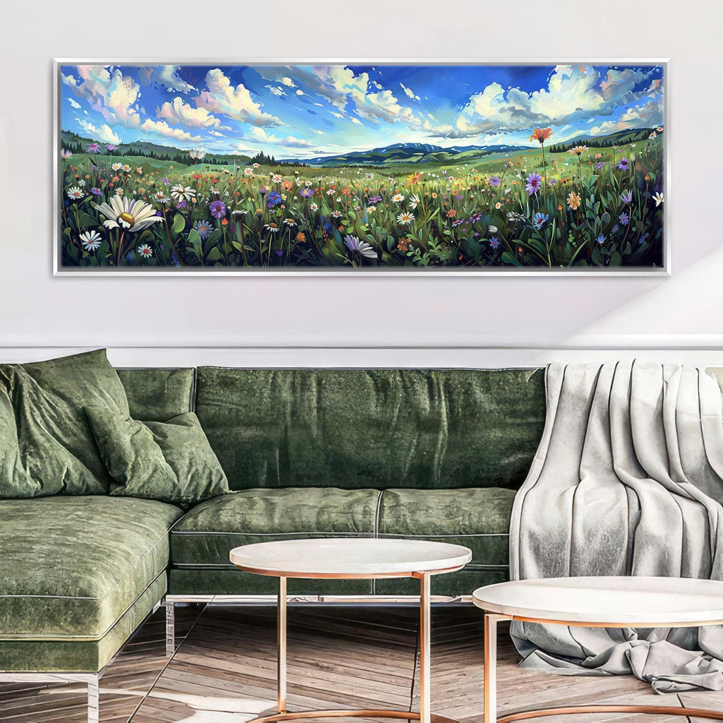 Wildflower Canvas Print - Framed Wall Art | Panoramic Landscape Floral Gallery Wrapped