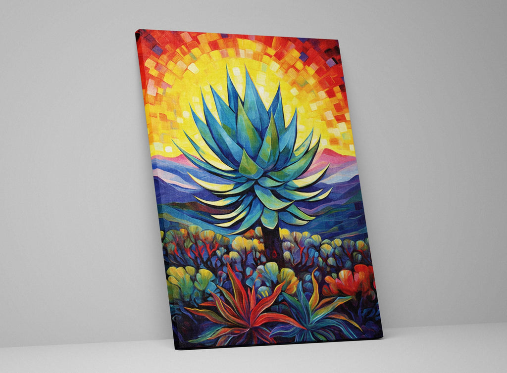 Blue Agave Painting - Vibrant Desert Sunset On UV Coated Canvas Print