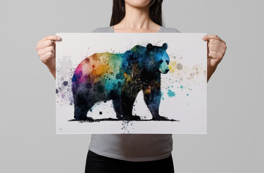 Graceful Black Bear: Watercolor Canvas Wall Art Print, Giclee Print on Gallery-wrapped Artist Canvas, Available in Extra Large Sizes