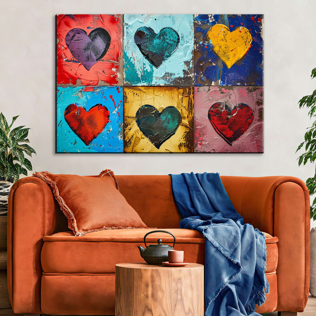 Colorful Hearts Canvas – Extra Large Wall Art | Gallery Wrapped Canvas, Ready to Hang