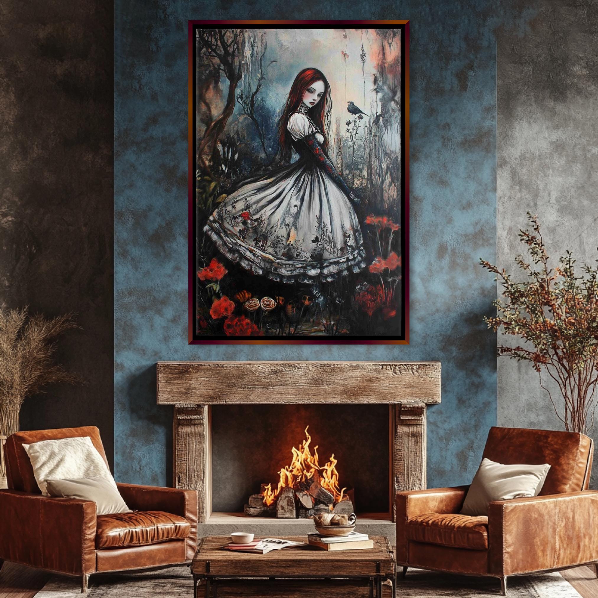 Gothic Alice Wall Art – Extra Large Framed Canvas Print, Ready to Hang