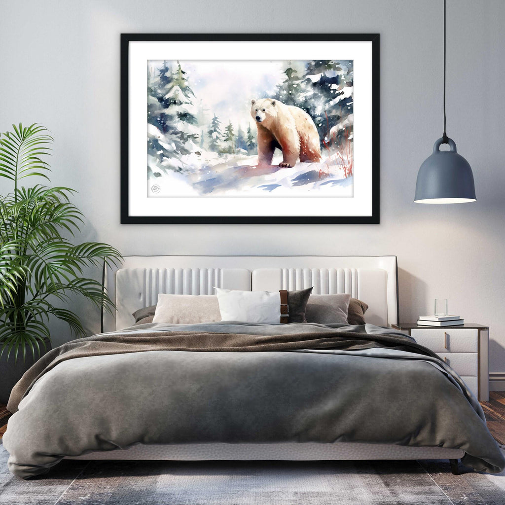 Arctic Majesty: Polar Bear Watercolor - Giclee Print on Canvas, Artist Paper, Watercolor Paper, Available in Extra Large Sizes