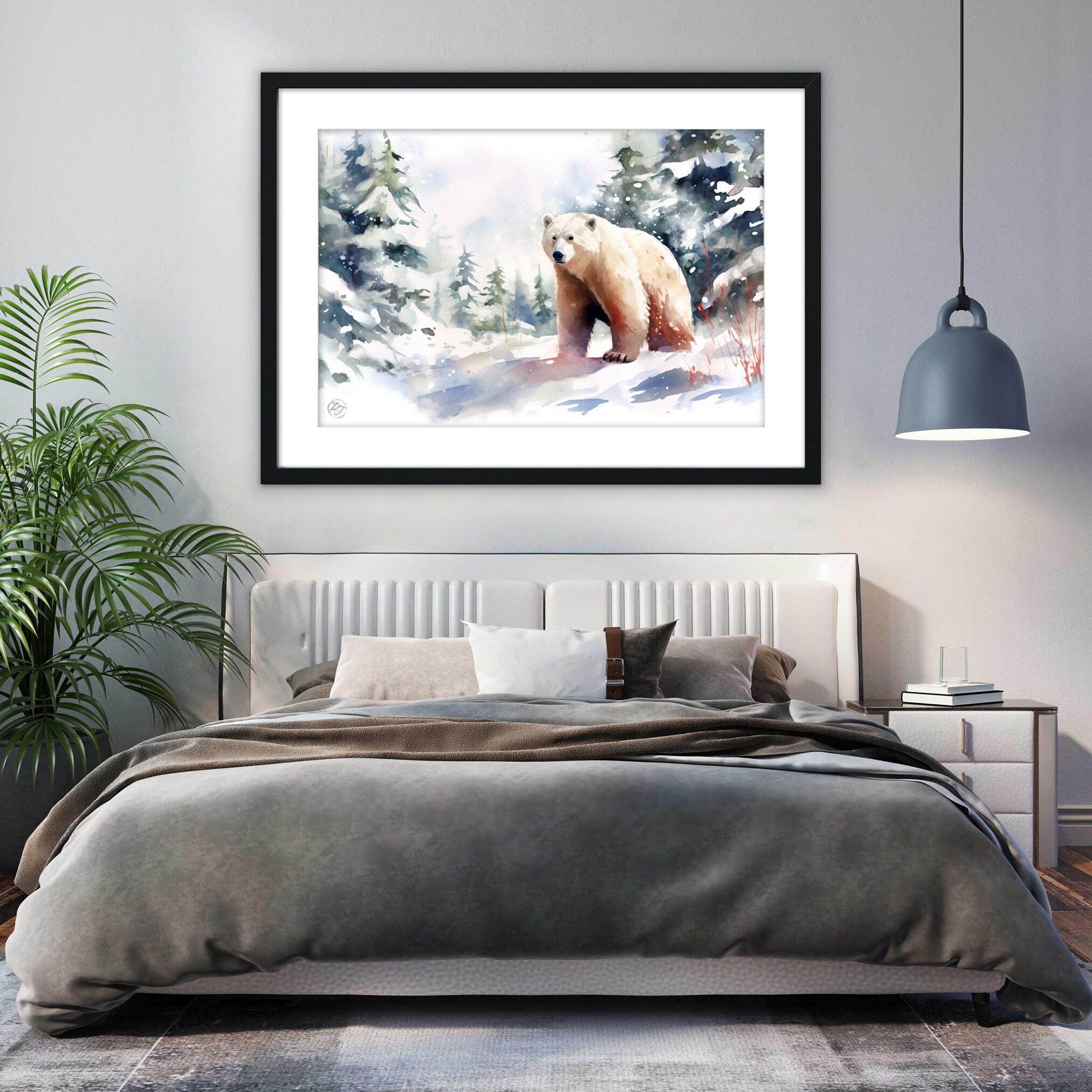 Arctic Majesty: Polar Bear Watercolor - Giclee Print on Canvas, Artist Paper, Watercolor Paper, Available in Extra Large Sizes