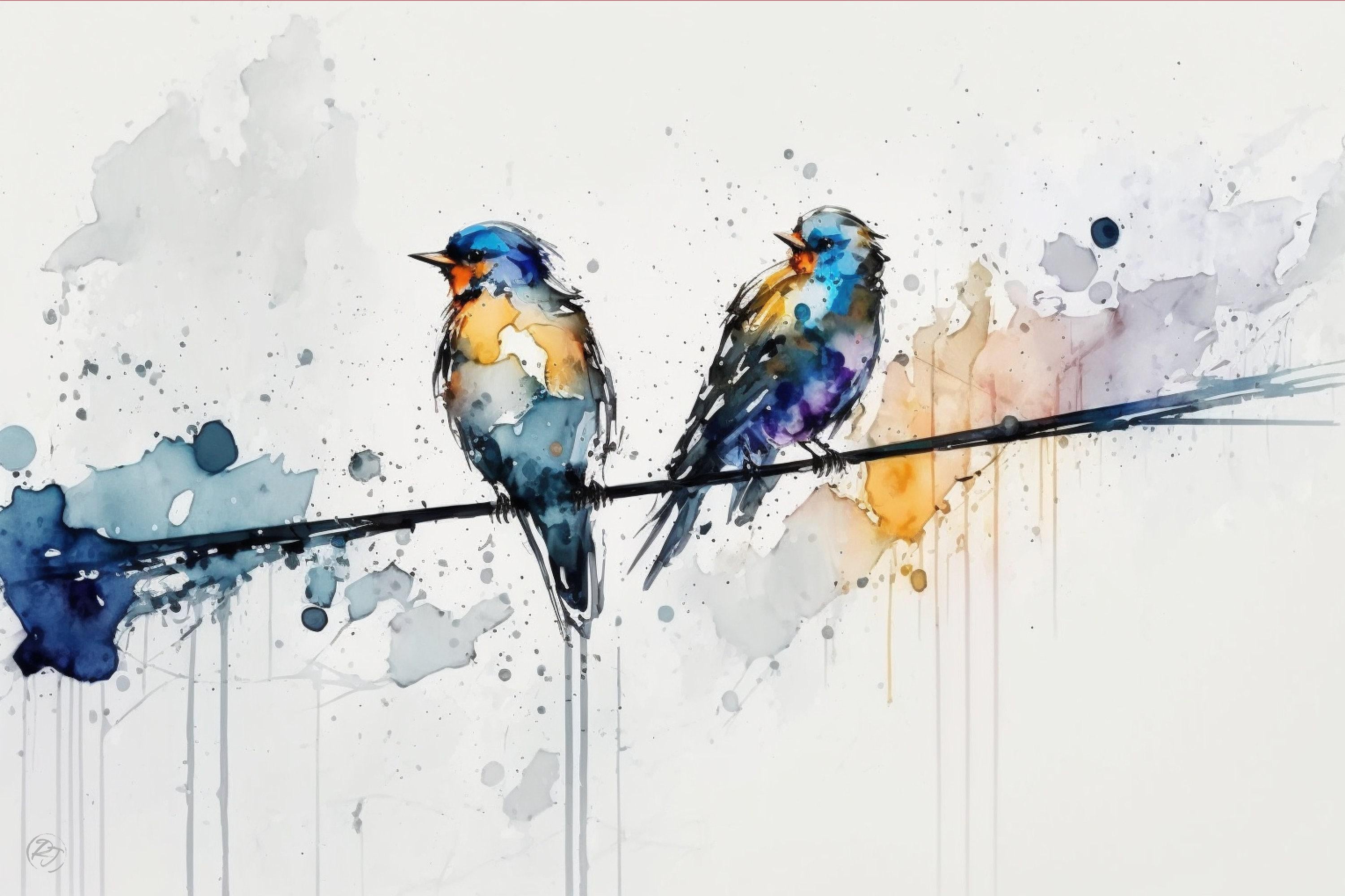 Feathered Gathering: Group of Birds Watercolor, Giclee Canvas Print, Artist Paper, Watercolor Paper, Available in Extra Large Sizes