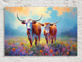 Texas Longhorn Wall Art - Large Canvas Art Print With Rustic Western Decor