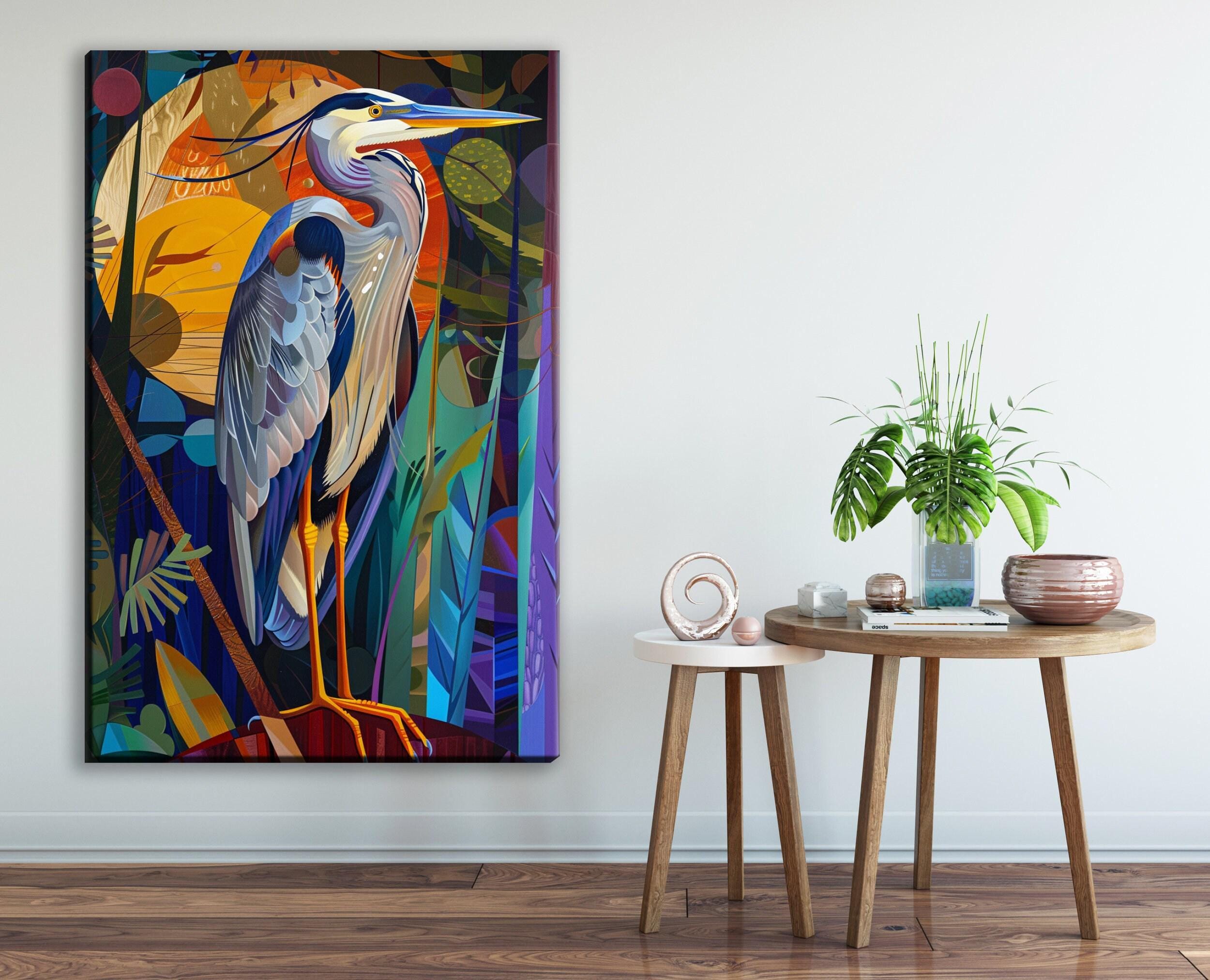 Blue Heron Wall Art – Large Canvas Art | Gallery Wrapped Canvas With Real Wood Frame
