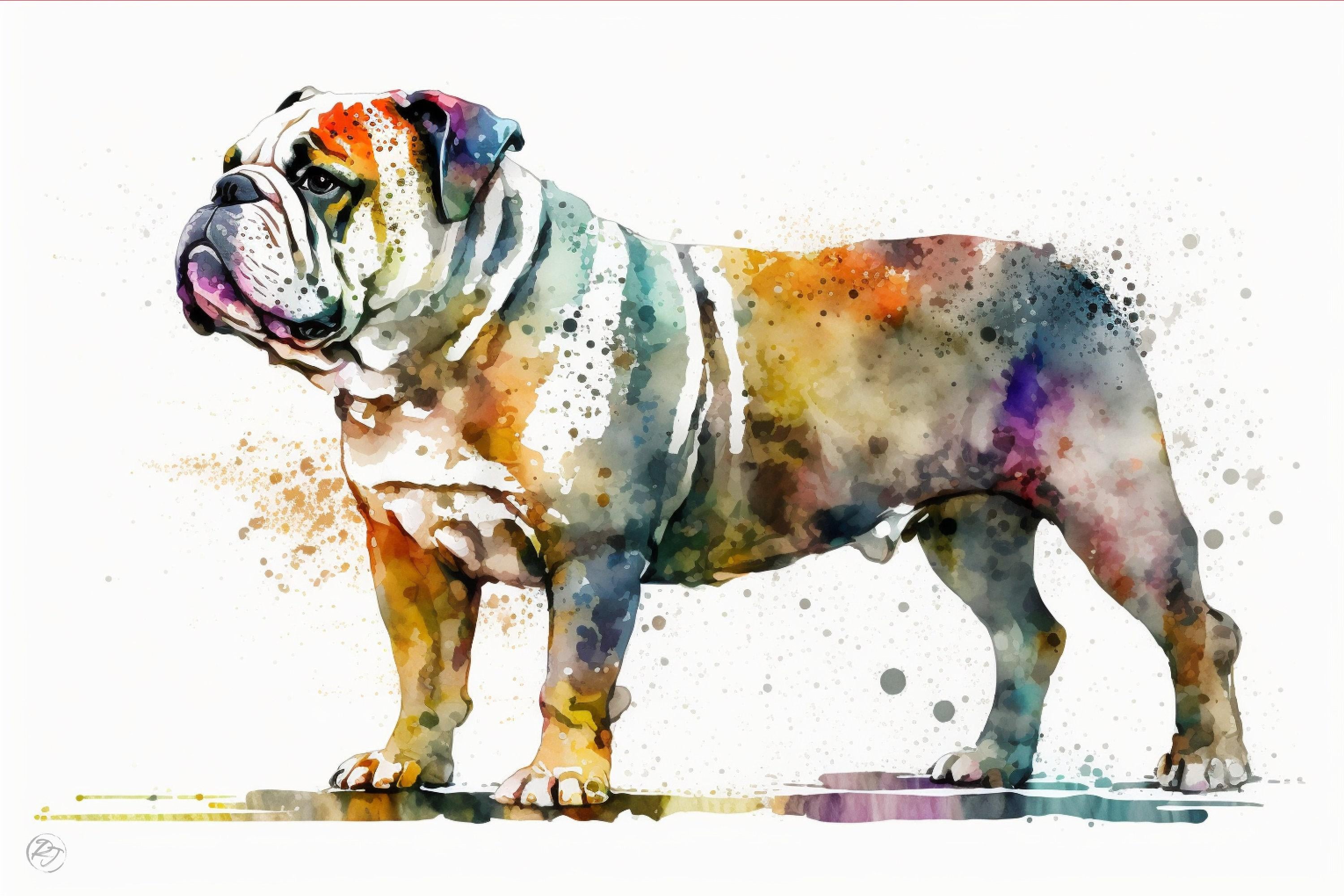 Bulldog Lover's Delight: Watercolor Bulldog Wall Art, Giclee Print on Canvas, Artist Paper, Watercolor Paper, Available in Extra Large Sizes