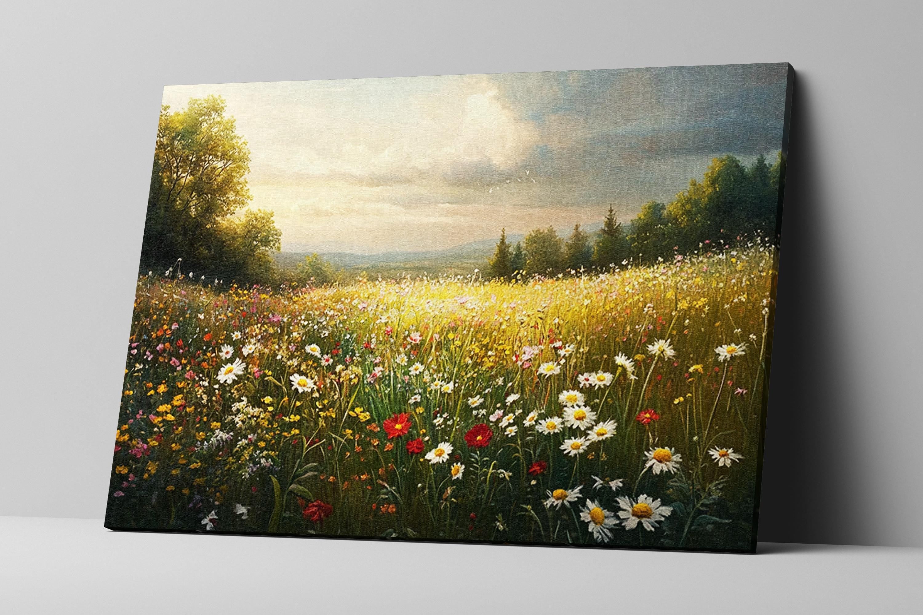 Wildflower Meadow Canvas - Extra Large Botanical Wall Art | Gallery Wrapped, Ready to Hang