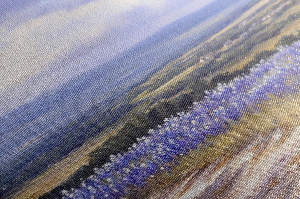a painting of a field of lavender flowers