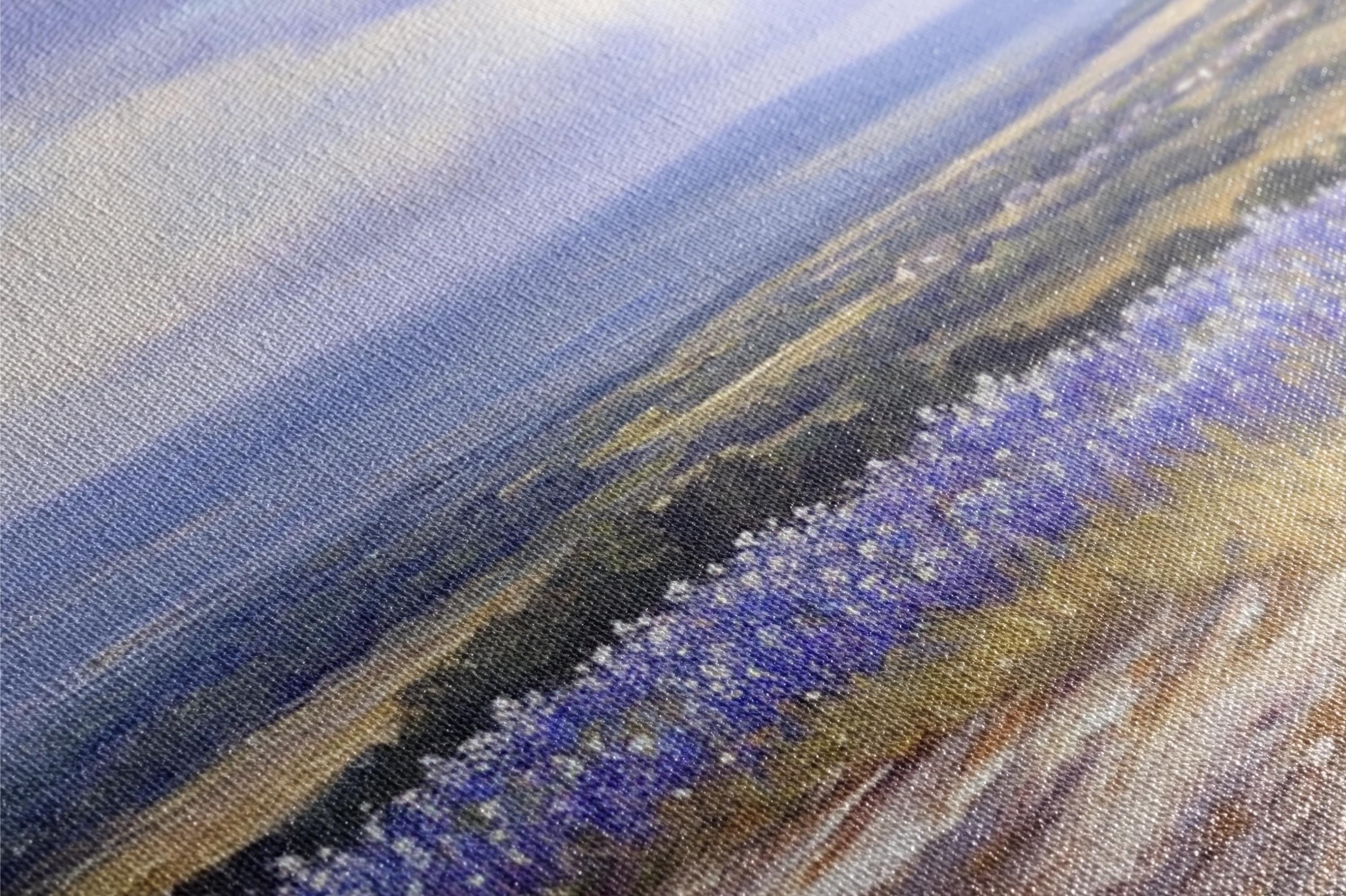 a painting of a field of lavender flowers