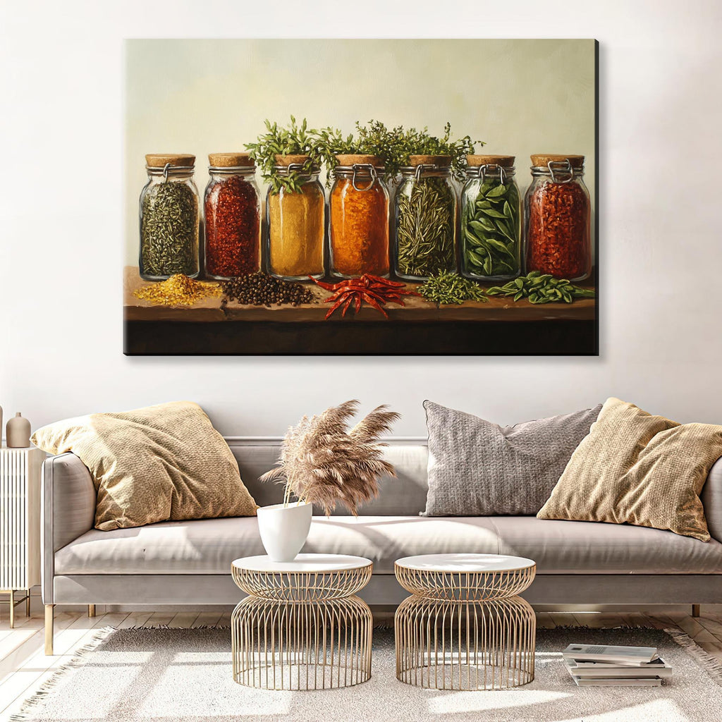 Herbs And Spices Canvas – Extra Large Wall Art | Farmhouse Kitchen Decor, Ready To Hang