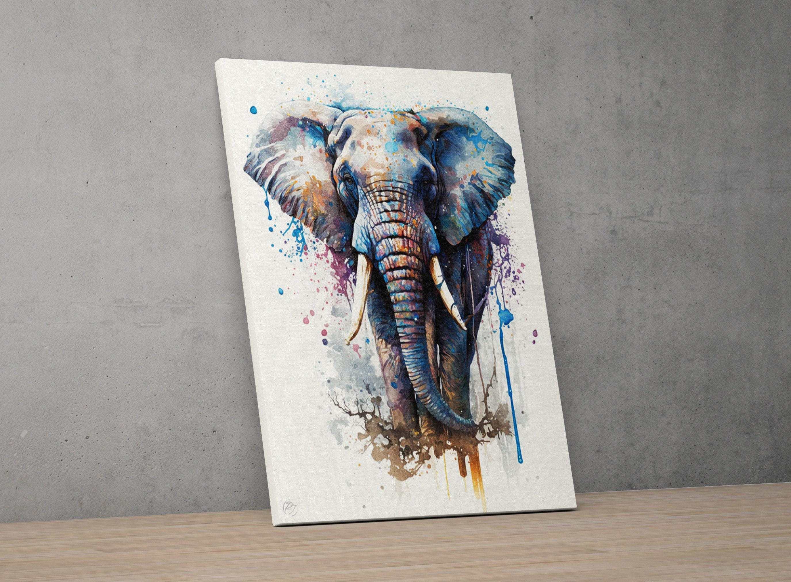 Elephant Majesty: Wildlife Watercolor Painting, Giclee Print on Canvas, Artist Paper, Watercolor Paper, Available in Extra Large Sizes