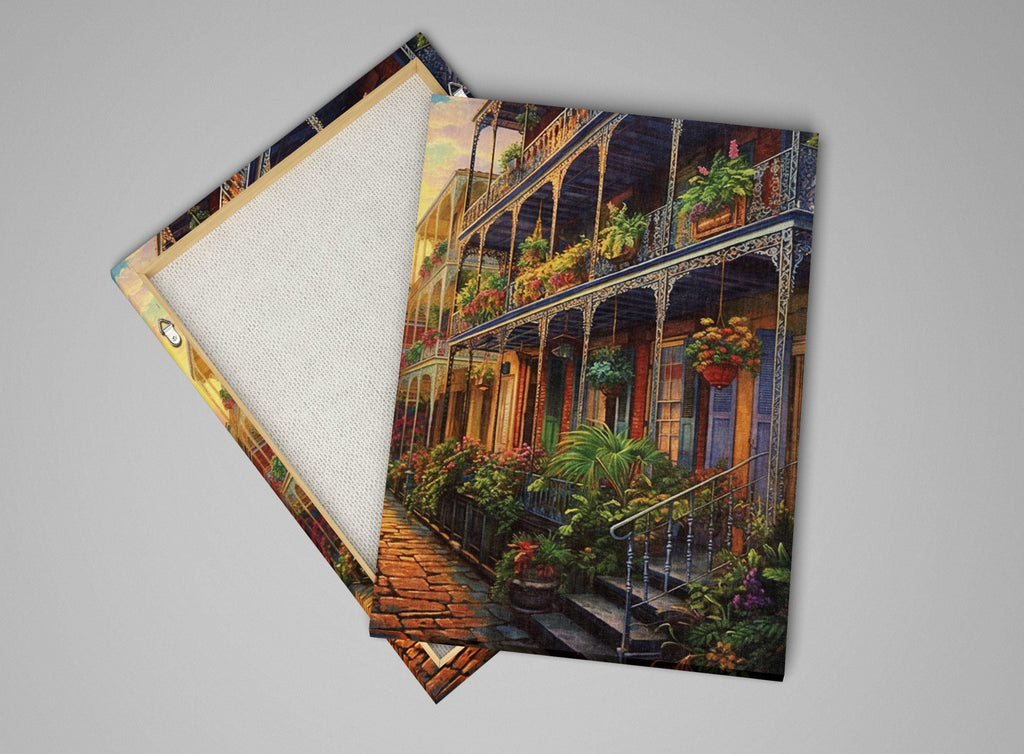 New Orleans Canvas Art – French Quarter Painting on Large Framed Canvas with Wood Frame