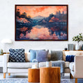 a living room with a couch and a painting on the wall