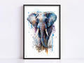 Elephant Majesty: Wildlife Watercolor Painting, Giclee Print on Canvas, Artist Paper, Watercolor Paper, Available in Extra Large Sizes