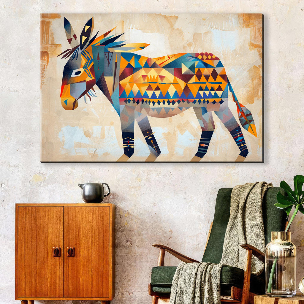 Native American Canvas Art – Large Gallery Wrapped Canvas Featuring Desert Donkey Print