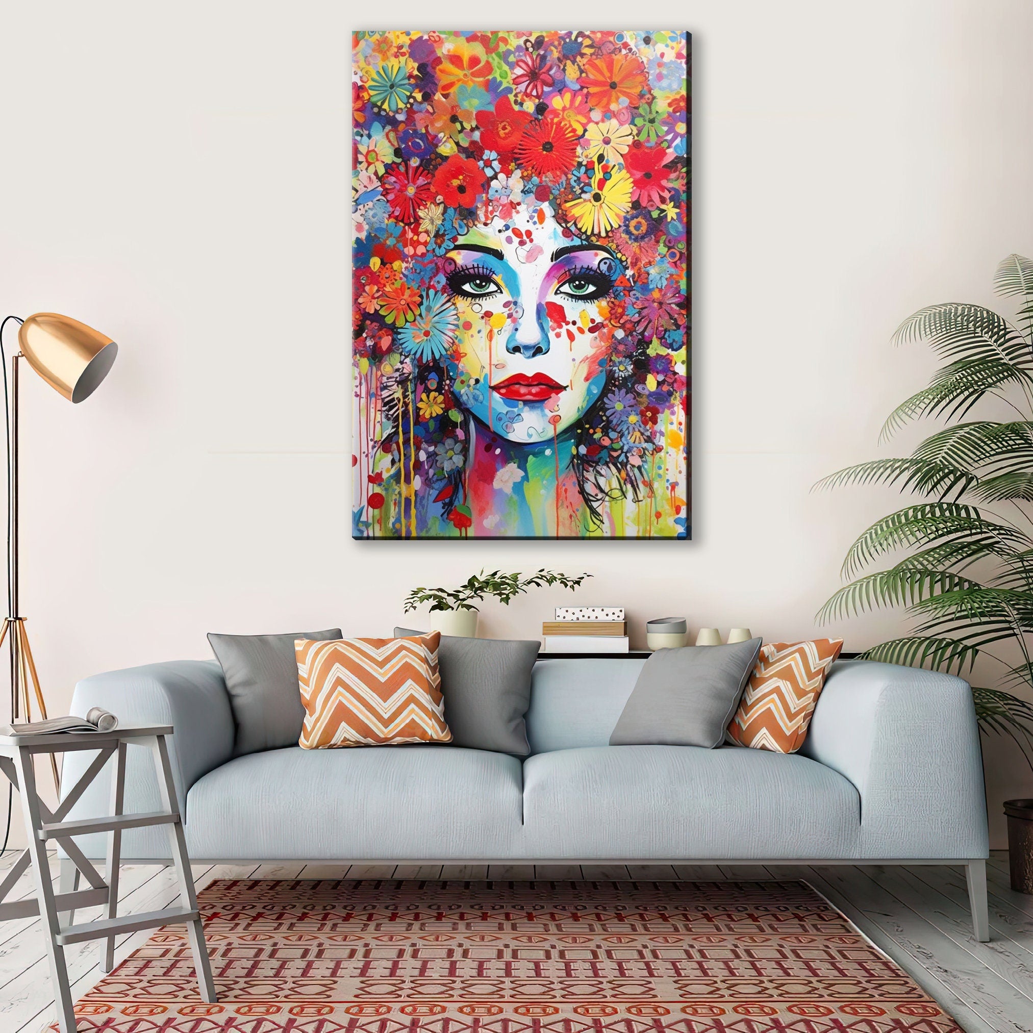 Feminine Pop Art - Fashion Canvas Wall Art Print | Large Female Face Canvas