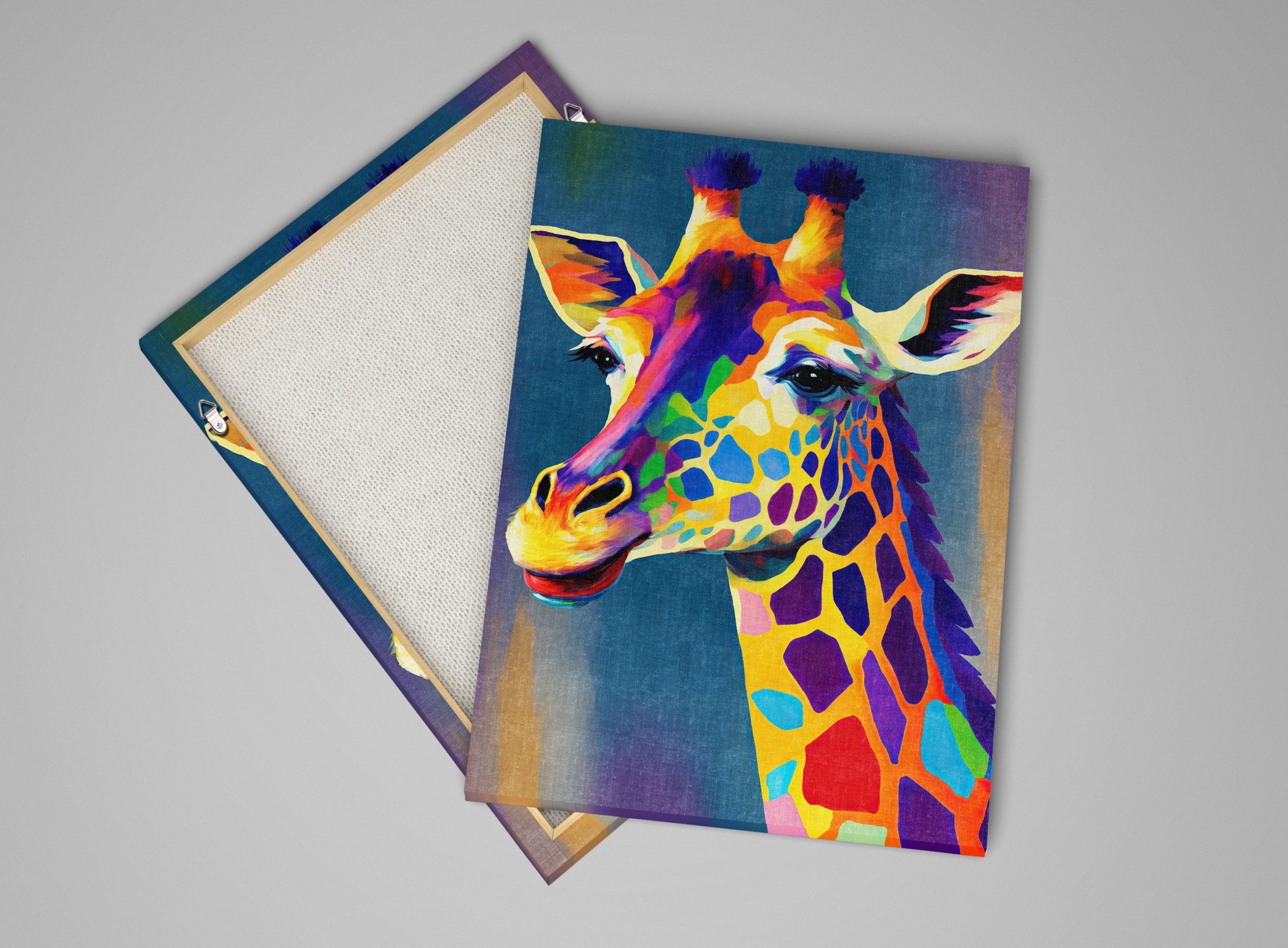 Giraffe Canvas Art – Vibrant Wildlife Wall Art | African Safari Decor Print