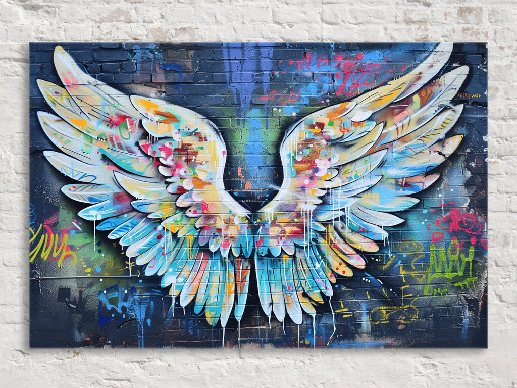 Graffiti Angel Wings - Large Canvas Art | Urban Art Print on Gallery Wrapped Canvas
