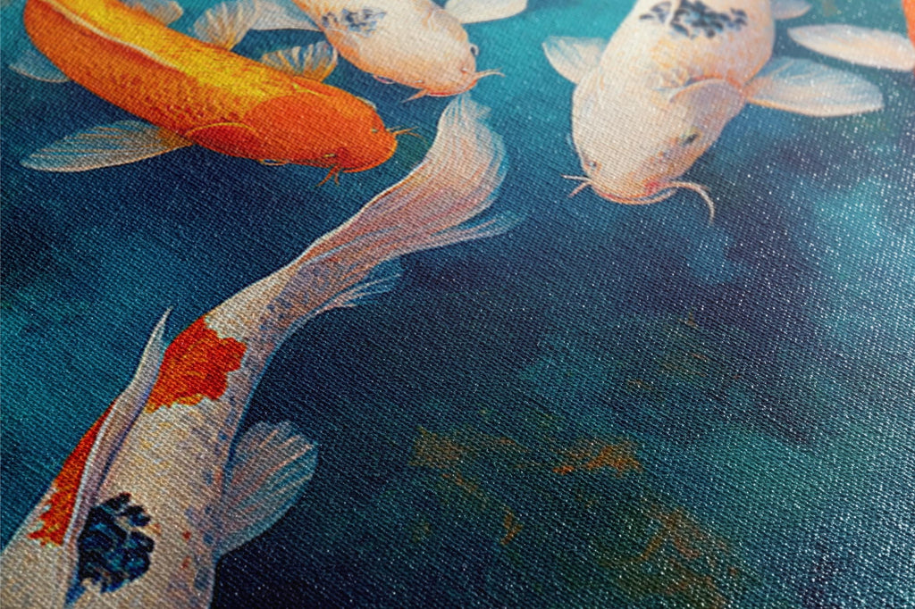 a group of koi fish swimming in a pond