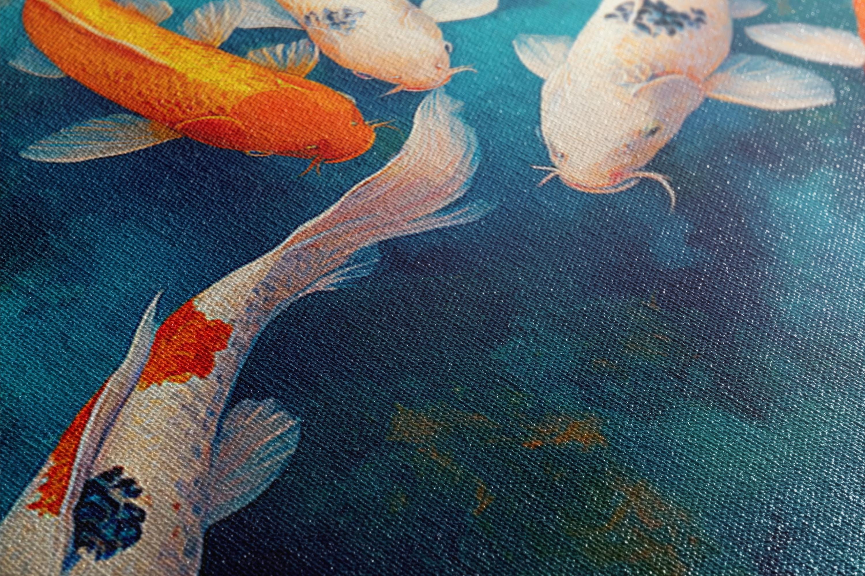 a group of koi fish swimming in a pond
