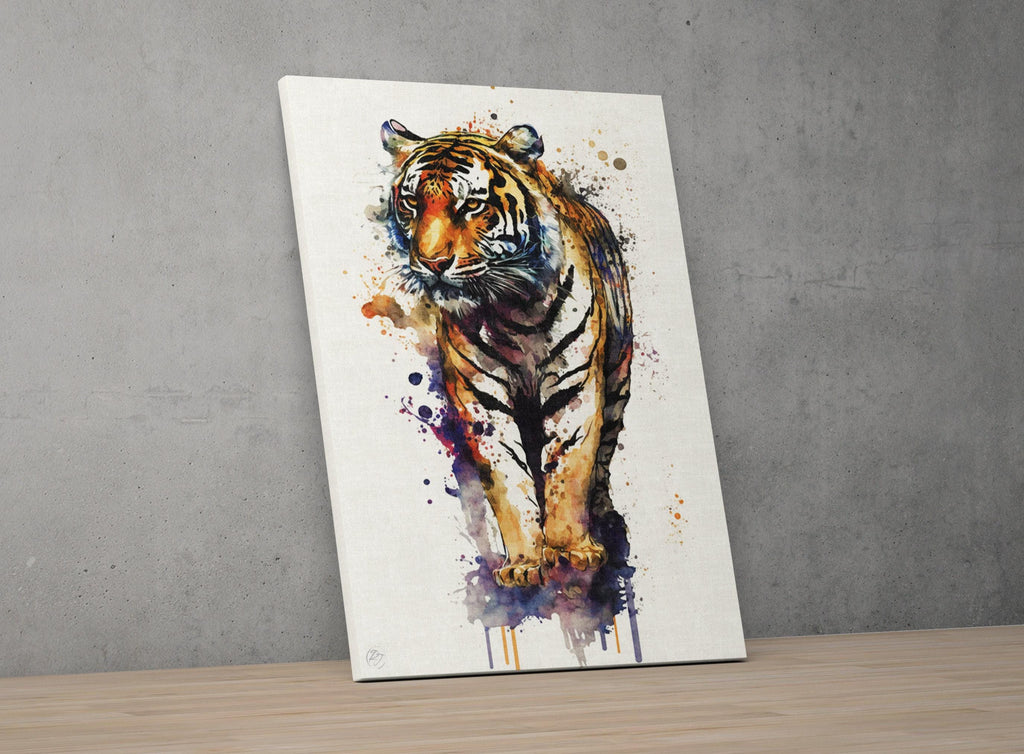 Majestic Tiger: Watercolor Tiger Wall Art Print, Giclee Print on Canvas, Artist Paper, Watercolor Paper, Available in Extra Large Sizes