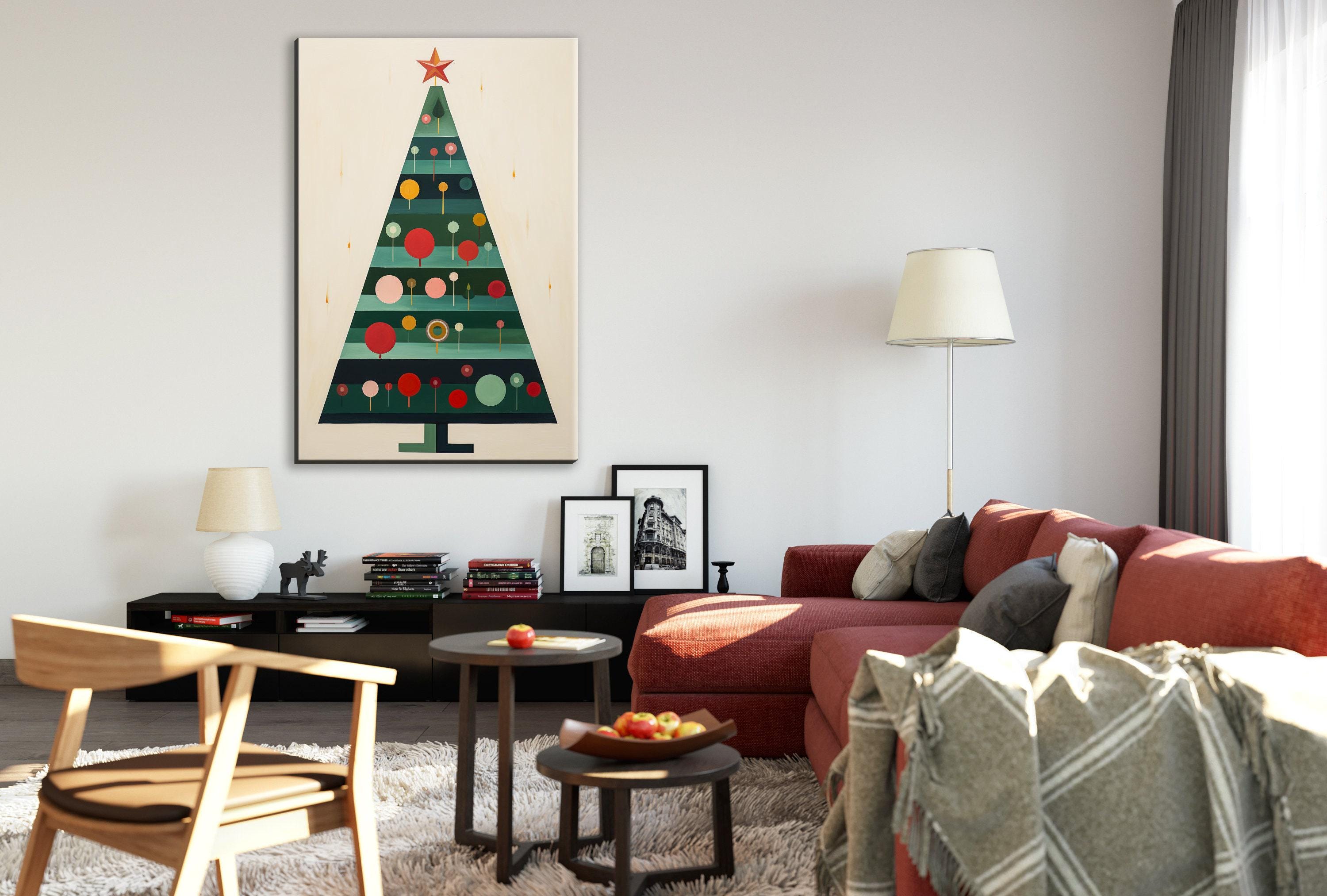 Minimalist Christmas Tree Art – Modern Christmas Decor | Gallery Wrapped Canvas Print