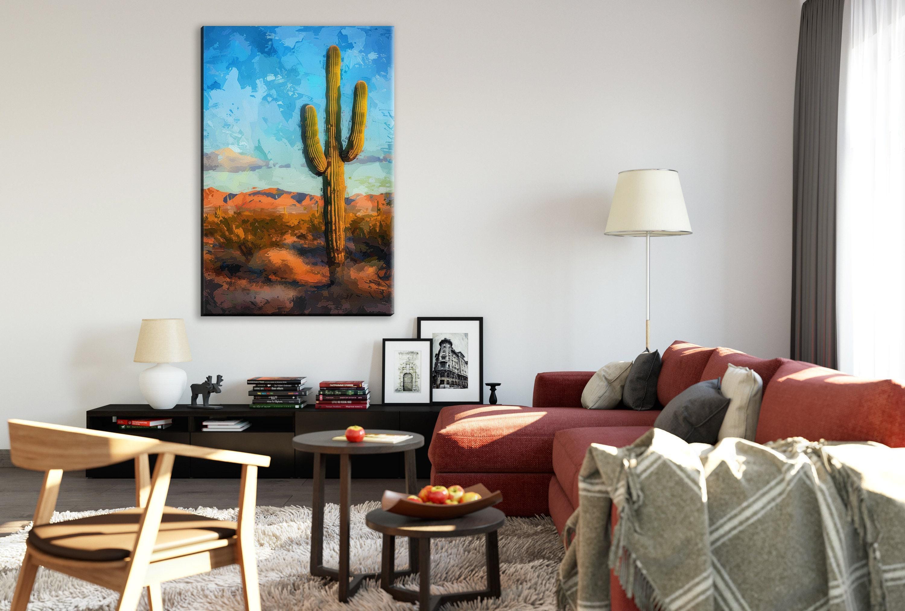 Lone Saguaro Canvas – Desert Landscape Art | Gallery Wrapped Extra Large Cactus Print