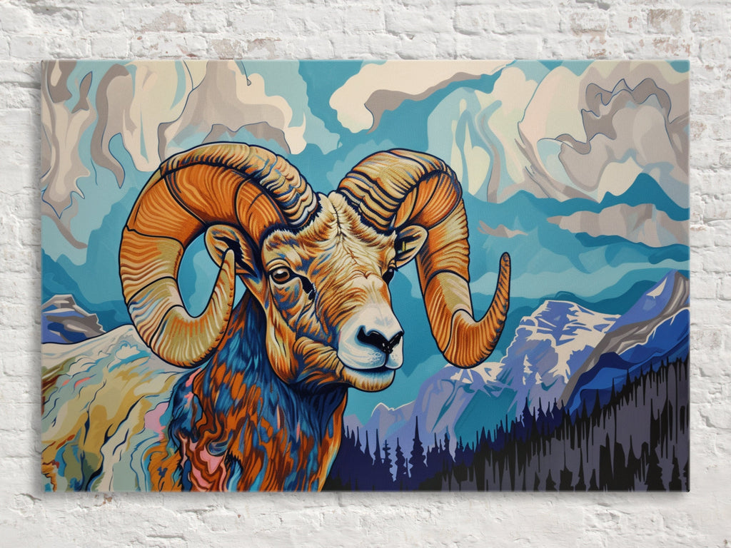 Bighorn Ram Canvas | Wildlife Wall Art - Gallery Wrapped Large Canvas Print