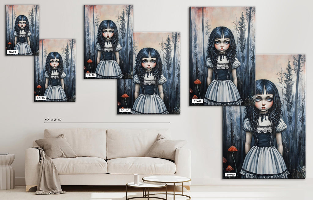a living room with a couch and a painting on the wall