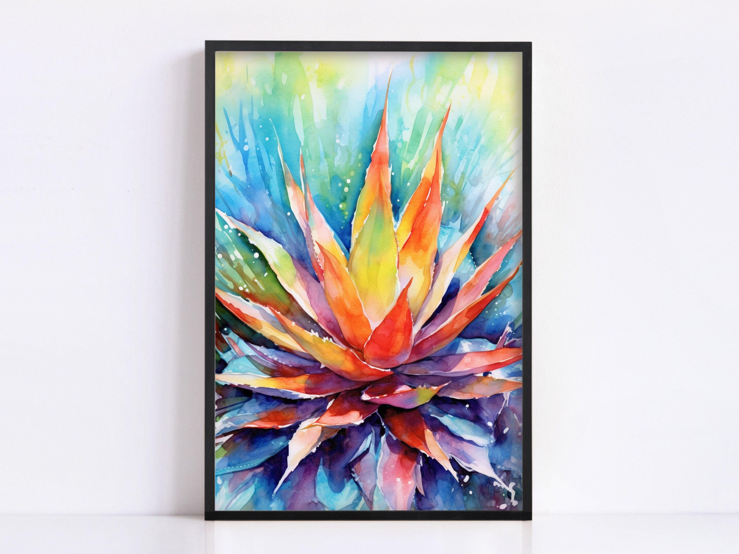 Sunset Glow Agave - Southwest Watercolor Wall Decor, Giclee Print on Canvas, Artist Paper, Watercolor Paper, Available in Extra Large Sizes