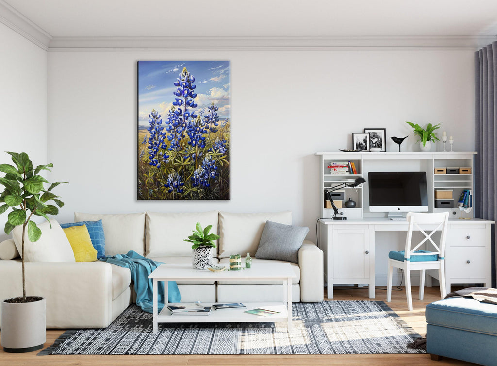 Texas Bluebonnet Art – Large Canvas Floral Wall Decor | Gallery Wrapped Canvas
