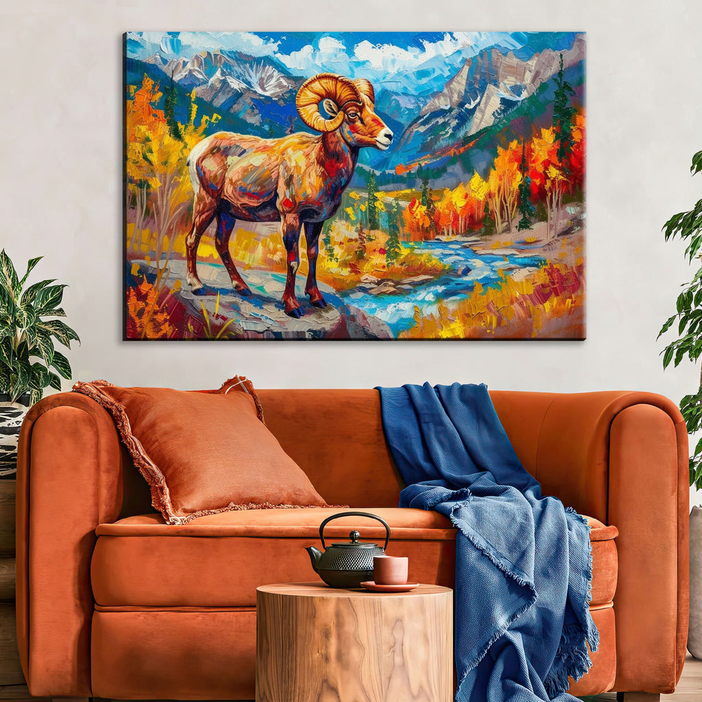 Bighorn Sheep Art - Large Gallery Wrapped Canvas | Mountain Wildlife Print Decor
